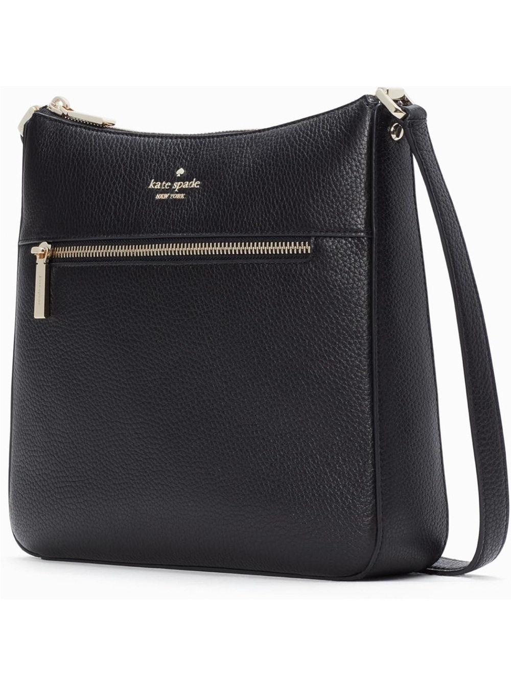 kate spade Black Pebbled Leather Crossbody with Gold Hardware
